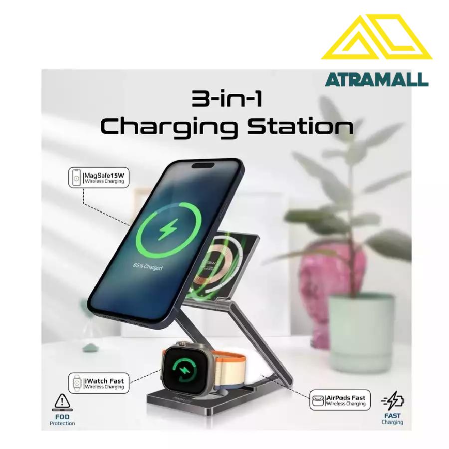 شارژر وایرلس 3 در 1 پرومیت مدل LUCIDFOLD-TRIO