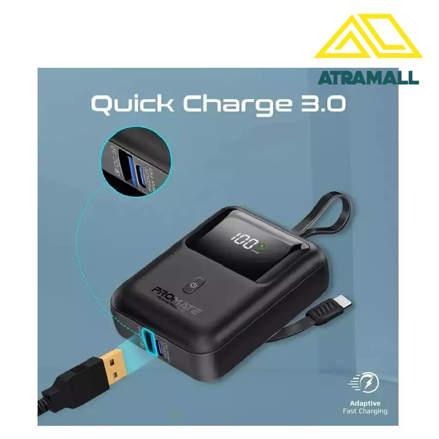 پاوربانک 10000 میلی آمپر پرومیت مدل POWERPOD-10