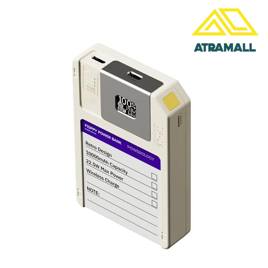 پاوربانک مگنتی 10000 میلی‌آمپر پاورولوژی مدل Retro Floppy Disk
