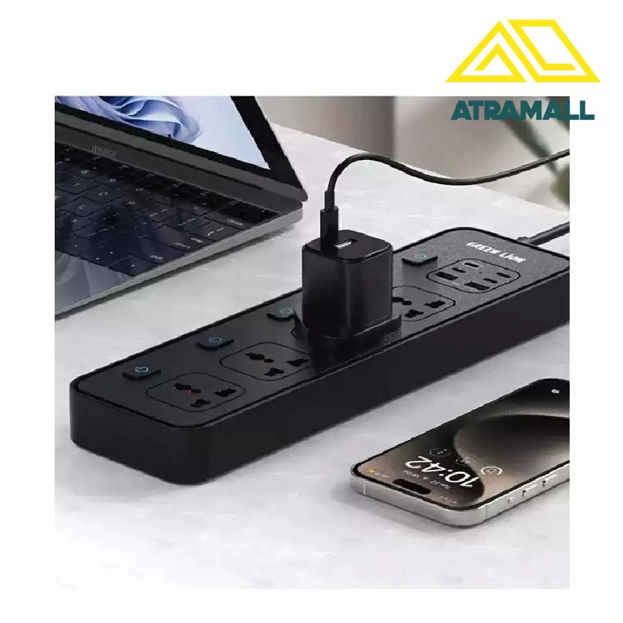 چندراهی و محافظ برق 3000 وات گرین لاین مدل GNPD30POCK