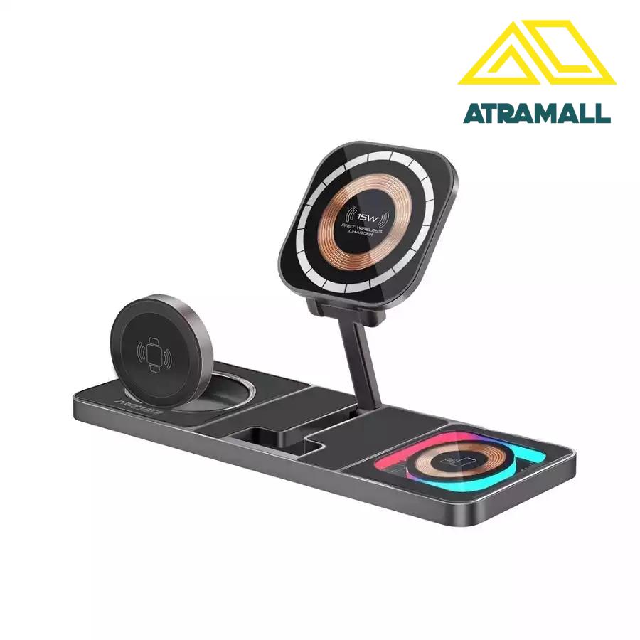 شارژر وایرلس 3 در 1 پرومیت مدل AURASLATE-TRIO