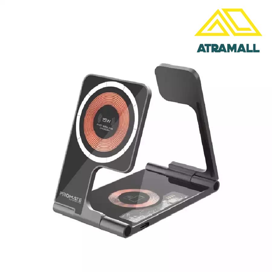 شارژر وایرلس 3 در 1 پرومیت مدل AURAFOLD-TRIO